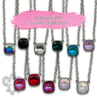Square crystal from Swarovski® chain necklace, 12mm - Boutique Bella BellaNecklaces