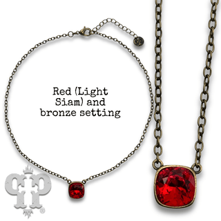 Square crystal from Swarovski® chain necklace, 12mm - Boutique Bella BellaNecklaces