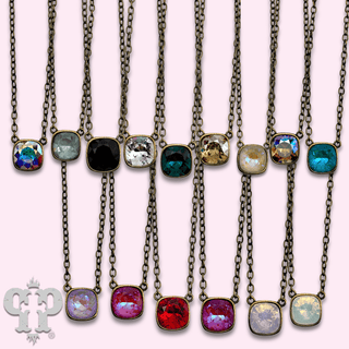 Square crystal from Swarovski® chain necklace, 12mm - Boutique Bella BellaNecklaces