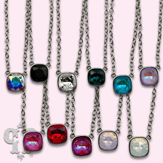 Square crystal from Swarovski® chain necklace, 12mm - Boutique Bella BellaNecklaces