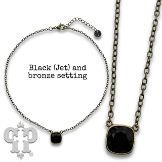 Square crystal from Swarovski® chain necklace, 12mm - Boutique Bella BellaNecklaces
