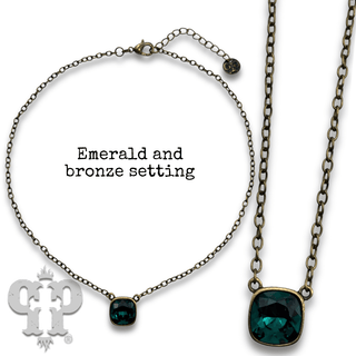 Square crystal from Swarovski® chain necklace, 12mm - Boutique Bella BellaNecklaces