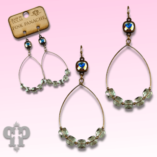 Square iridescent finish bead teardrop earring with Austrian crystal - Boutique Bella BellaEarrings