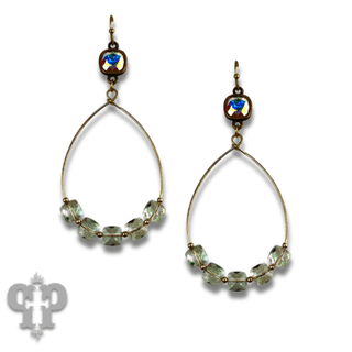 Square iridescent finish bead teardrop earring with Austrian crystal - Boutique Bella BellaEarrings