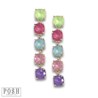 Square rhinestone drop earring - LC - Boutique Bella BellaEarrings
