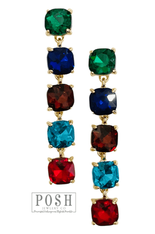 Square rhinestone drop earring - LC - Boutique Bella BellaEarrings