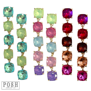 Square rhinestone drop earring - LC - Boutique Bella BellaEarrings