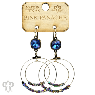 Square stone bead and crystal circle earring, Austrian crystal - Boutique Bella BellaEarrings