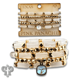 Square tube acrylic bead stacked bracelet, Austrian crystal - Boutique Bella BellaBracelets