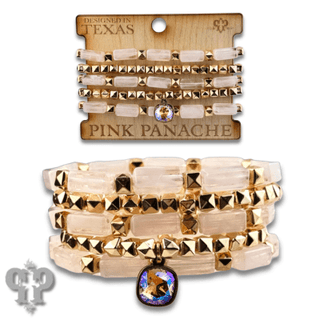 Square tube acrylic bead stacked bracelet, Austrian crystal - Boutique Bella BellaBracelets