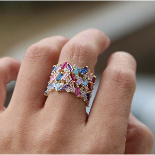 Stacie Rainbow Baguette Ring - Boutique Bella BellaRing