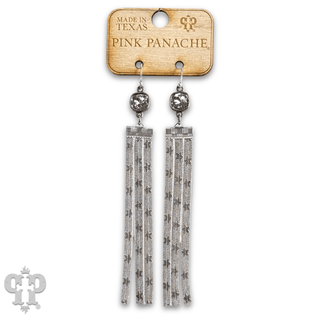 Star embossed mesh fringe earring, Austrian crystal - Boutique Bella BellaEarrings