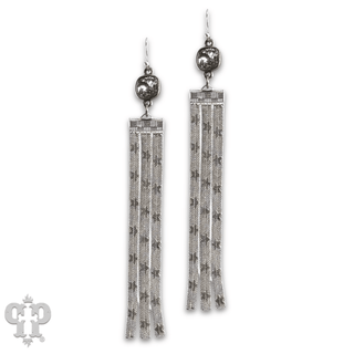 Star embossed mesh fringe earring, Austrian crystal - Boutique Bella BellaEarrings