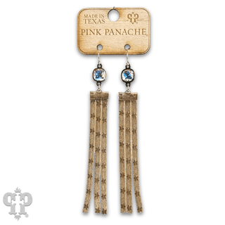 Star embossed mesh fringe earring, Austrian crystal - Boutique Bella BellaEarrings