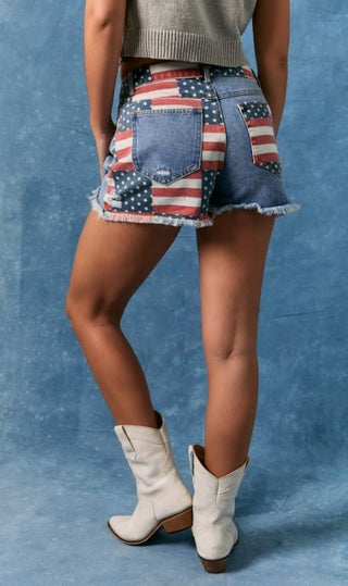Star - Spangled Split Cut - Offs - Boutique Bella BellaShorts