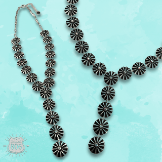 Starburst concho long Y necklace with iridescent rhinestones - Boutique Bella BellaNecklaces