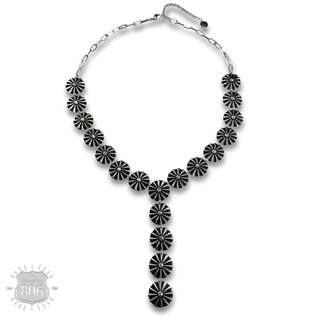 Starburst concho long Y necklace with iridescent rhinestones - Boutique Bella BellaNecklaces