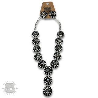 Starburst concho Y with iridescent rhinestones necklace and earring set - Boutique Bella BellaJewelry Set