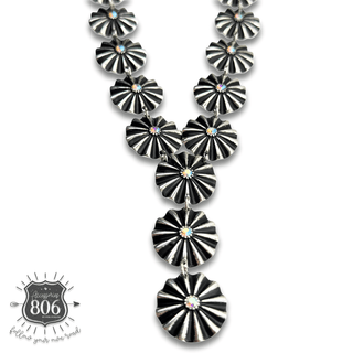 Starburst concho Y with iridescent rhinestones necklace and earring set - Boutique Bella BellaJewelry Set