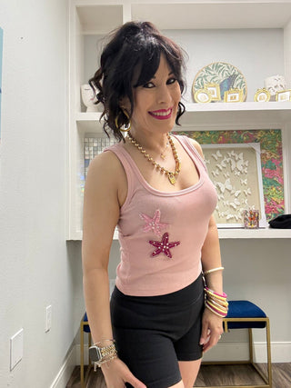Starfish Kiss Ribbed Tank - Rose - Boutique Bella BellaTank Top