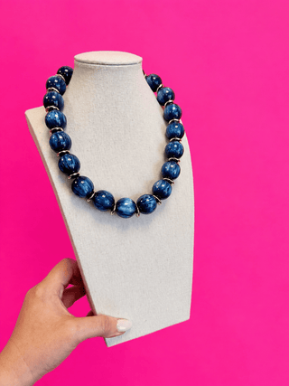 Statement Ball Necklace - Navy - Boutique Bella BellaNecklaces