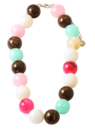 Statement Bead Necklace - Multi/Pink and Brown - Boutique Bella BellaNecklaces