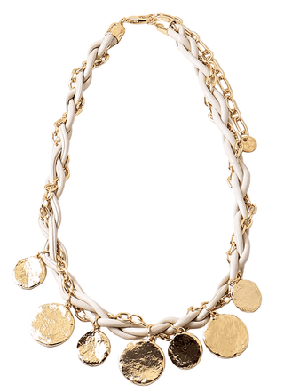 Statement Necklace - Tan with Coin Pendants - Boutique Bella BellaNecklaces