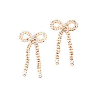 Statement Pearl Bow Earrings - Boutique Bella BellaEarrings