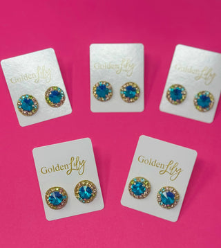 Statement Stud Earrings - Turquoise with Multi Stones - Boutique Bella BellaEarrings