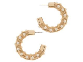 Stationed Pearl & Raffia Hoops - Boutique Bella BellaDistress
