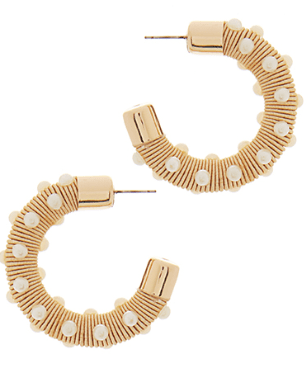 Stationed Pearl & Raffia Hoops - Boutique Bella BellaDistress