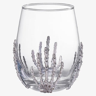 Stemless Skeleton Wine Glass Set Of 2 17OZ Halloween Skeleton Glasses 5 H Goth Gifts Skeleton Gifts - Boutique Bella BellaGlassware