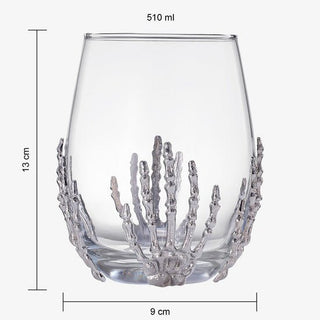 Stemless Skeleton Wine Glass Single 17OZ Halloween Skeleton Glasses 5 H Goth Gifts Skeleton Gifts Sk - Boutique Bella BellaGlassware