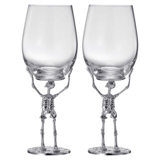 Stemmed Skeleton Wine Glass Set Of 2 19OZ Halloween Skeleton Glasses 10 H Goth Gifts Skeleton Gifts - Boutique Bella BellaGlassware