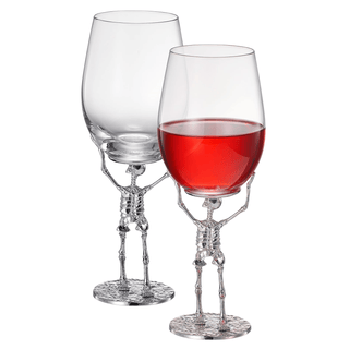 Stemmed Skeleton Wine Glass Set Of 2 19OZ Halloween Skeleton Glasses 10 H Goth Gifts Skeleton Gifts - Boutique Bella BellaGlassware