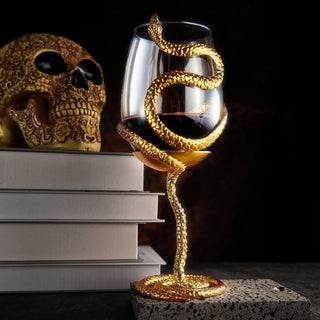 Stemmed Snake Wine Glass Single 19OZ Spooky Reptile Glasses 10 H Goth Gifts Skeleton Gifts Skeleton - Boutique Bella Bella
