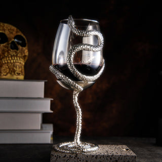 Stemmed Snake Wine Glass Single 19OZ Spooky Reptile Glasses 10 H Goth Gifts Skeleton Gifts Skeleton - Boutique Bella Bella
