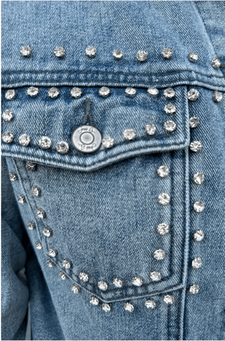 Stevie Rhinestone Denim Jacket - Boutique Bella Belladenim jacket