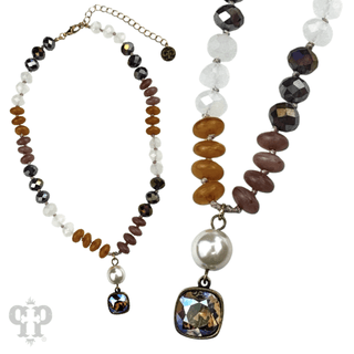 Stone and faceted bead necklace with Austrian crystal - LC - Boutique Bella BellaNecklaces