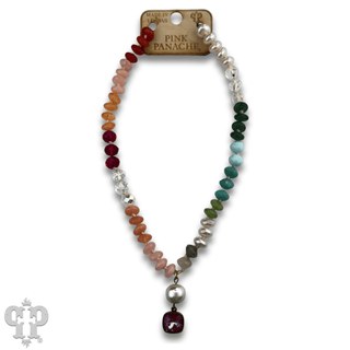 Stone and faceted bead necklace with Austrian crystal - LC - Boutique Bella BellaNecklaces