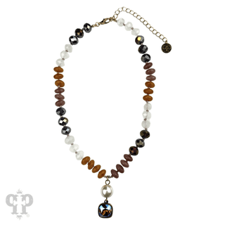 Stone and faceted bead necklace with Austrian crystal - LC - Boutique Bella BellaNecklaces