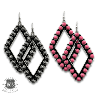 Stone bead diamond shape earring - Boutique Bella BellaEarrings