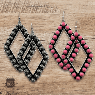 Stone bead diamond shape earring - Boutique Bella BellaEarrings