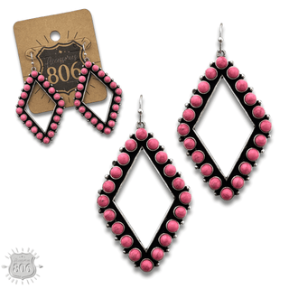 Stone bead diamond shape earring - Boutique Bella BellaEarrings