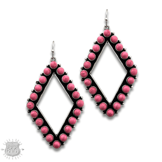 Stone bead diamond shape earring - Boutique Bella BellaEarrings