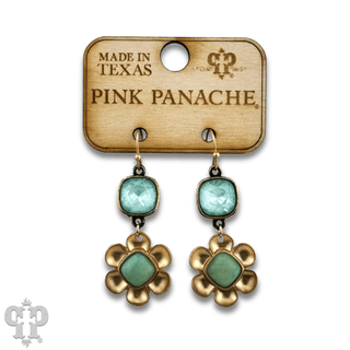 Stone center flower earring with Austrian crystal - Boutique Bella BellaEarrings