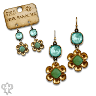 Stone center flower earring with Austrian crystal - Boutique Bella BellaEarrings