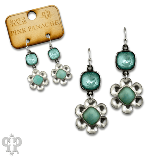 Stone center flower earring with Austrian crystal - Boutique Bella BellaEarrings