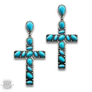 Stone cross earring - LC - Boutique Bella BellaEarrings
