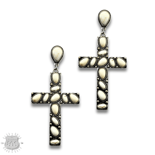 Stone cross earring - LC - Boutique Bella BellaEarrings